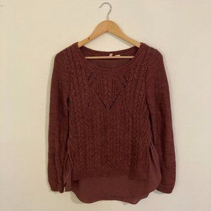 Anthropologie Maroon Sweater with attached silk lining size L